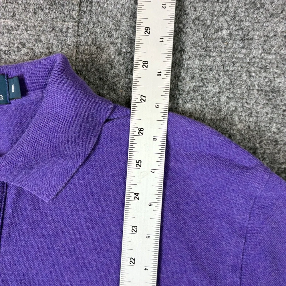 Polo Ralph Lauren Mens Purple Long Sleeve Pique Polo Shirt Green Pony Logo M